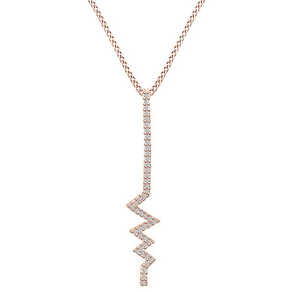 AFFY 0.10 Carat (Ctw) Round Shape White Natural Diamond Fashion Pendant Necklace In 10k Solid Rose Gold
