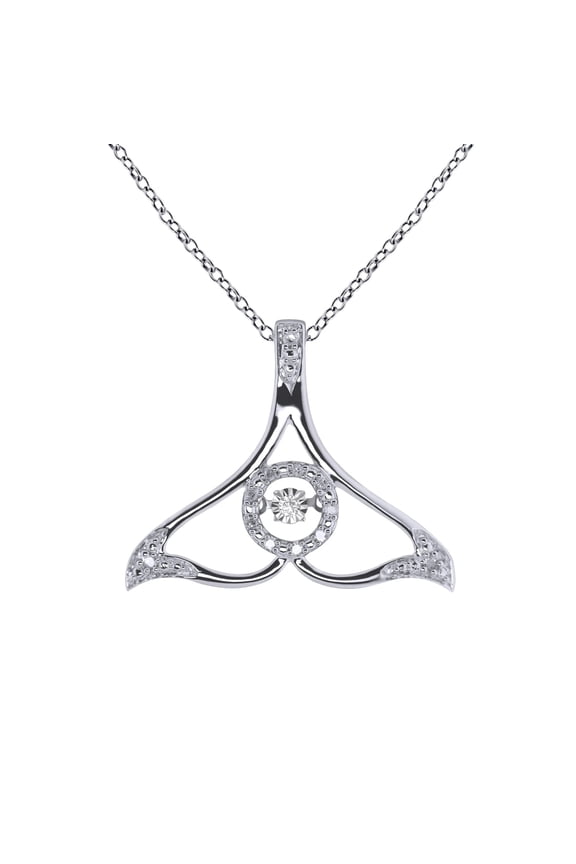 0.10 Carat Dancing Diamond Whale Tail in Sterling Silver