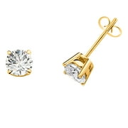 0.10 Carat F-G/VS Lab Grown Diamond 14K Yellow Gold Stud Earrings With Secure Push Back Women Jewelry