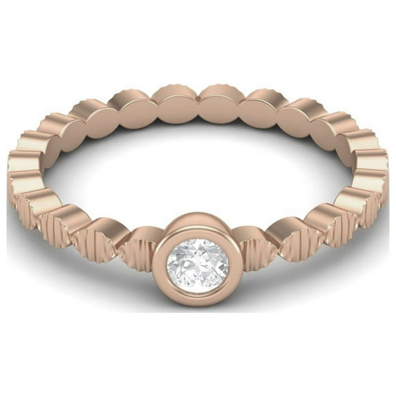 Mooneye 0.10 Ct Round Moissanite Diamond 925 Sterling Silver Rose Vermeil Solitaire Women Gift Ring