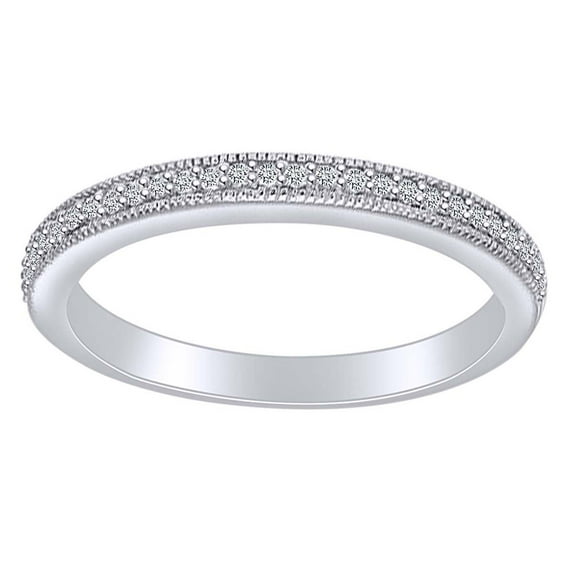 AFFY 0.10 Carat Round Shape White Natural Diamond Beautiful Engagement Band Ring 14K Solid White Gold Ring Size-10
