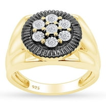 AFFY 0.10 Carat Round White Natural Diamond Men's Promise Ring 14K Yellow Gold Over Sterling Silver Ring Size-9