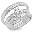 thumbnail image 1 of 0.10 Carat (ctw) 10K Gold Round Cut Diamond Men & Women's Engagement Ring Trio Bridal Set 1/10 CT, 1 of 1