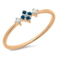 thumbnail image 1 of 0.10 Carat (ctw) 14K Rose Gold Round Cut Blue & White Diamond Ladies Bridal Engagement Promise Ring 1/10 CT, 1 of 1