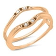 thumbnail image 1 of 0.10 Carat (ctw) 18K Rose Gold Round Champagne & White Diamond Ladies Anniversary Wedding Band Guard Double Ring 1/10 CT, 1 of 1