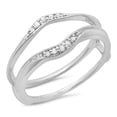 thumbnail image 1 of 0.10 Carat (ctw) 18K White Gold Round Diamond Ladies Anniversary Wedding Band Guard Double Ring 1/10 CT, 1 of 1
