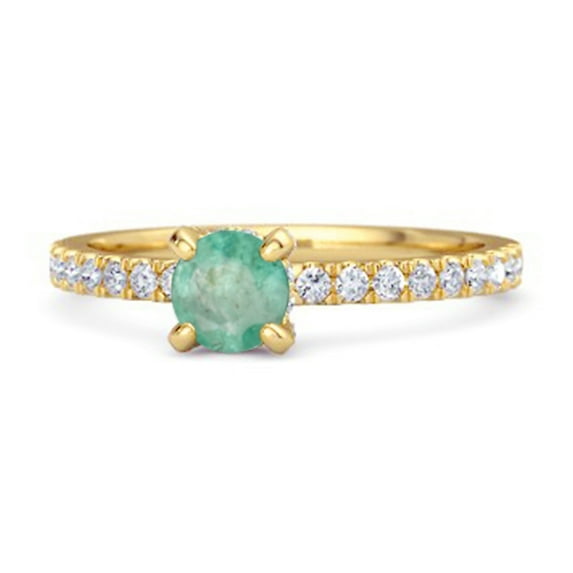 0.10 Ct Emerald 925 Sterling Silver Gold Vermeil Bridal Women Valentines Day Gifts Ring Engagement Women Valentines Day Gifts Ring