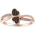 thumbnail image 1 of AFFY 0.10 Cttw Round Brown & White Natural Diamond Bypass Heart Ring 10K Solid Rose Gold-Ring Size-8.5, 1 of 1