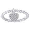 thumbnail image 1 of AFFY 0.10 Cttw Round Shape White Natural Diamond Dangling Heart Ring In 10k Solid White Gold Ring Size-7.5, 1 of 1