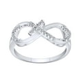 thumbnail image 1 of AFFY 0.10 Cttw Round Shape White Natural Diamond Sideways Cross Infinity Ring In 10k White Gold-Ring Size-7, 1 of 1