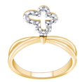 thumbnail image 1 of AFFY 0.10 Cttw Round White Natural Diamond Butterfly Ring In 14K Solid Gold-Ring Size-5, 1 of 2