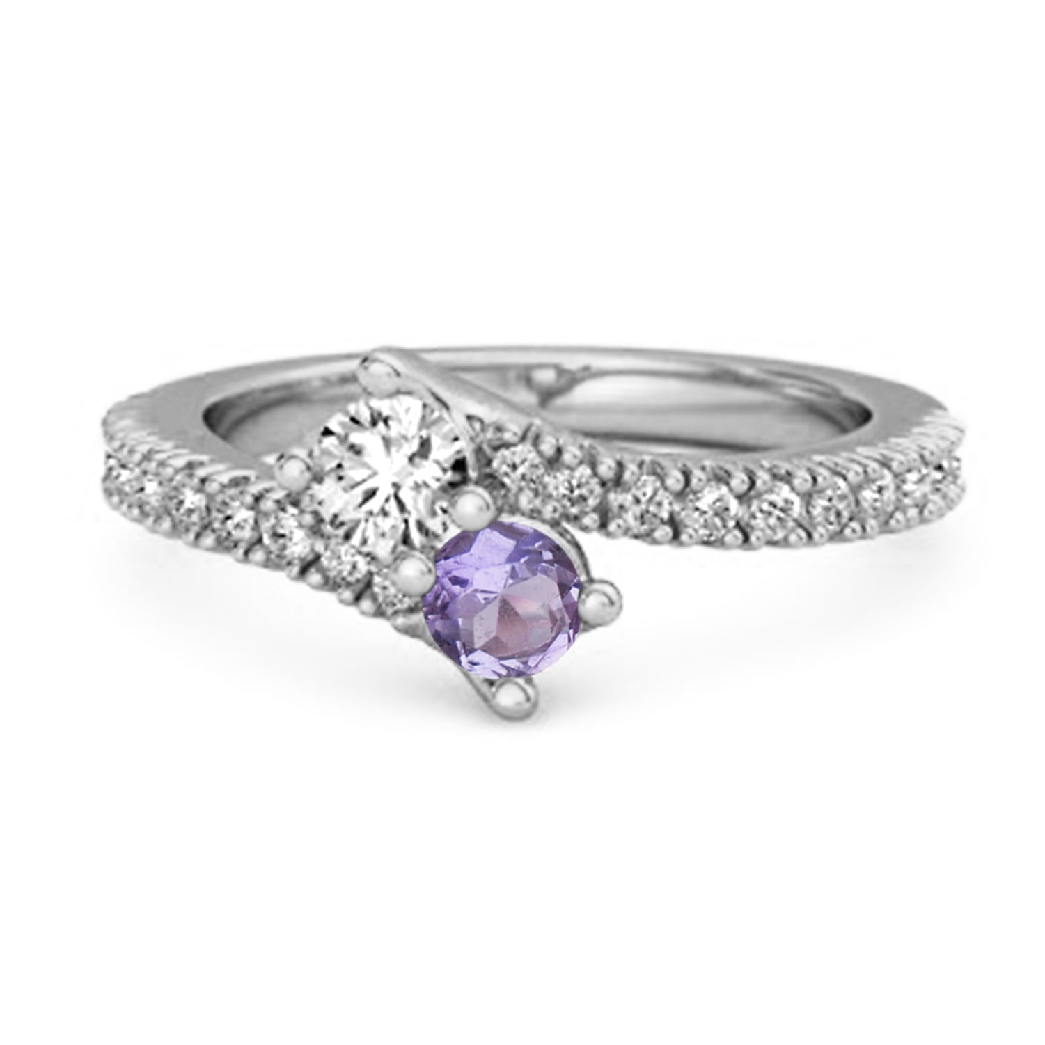 0.10 Ctw Amethyst 925 Sterling Silver Split Shank Anniversary Women Valentines Day Gifts Ring