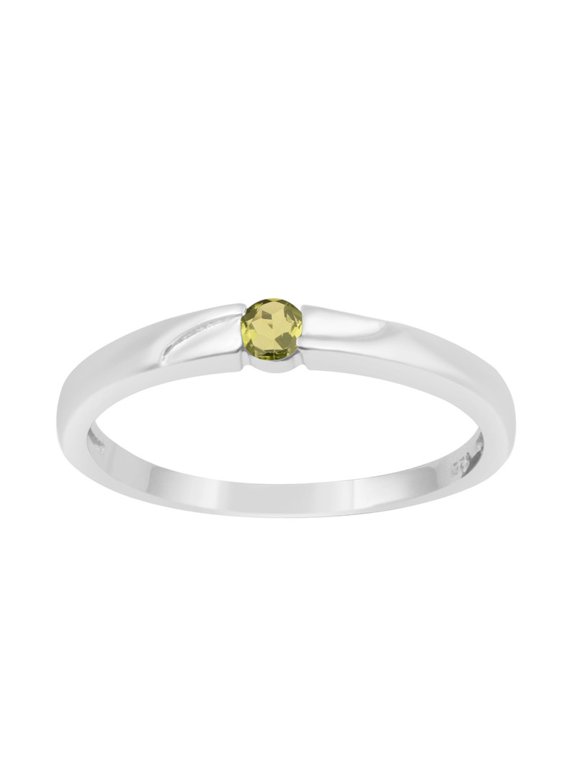 0.10 Ctw Round Shape Peridot 925 Sterling Silver Solitaire Women Stackable Tiny Ring
