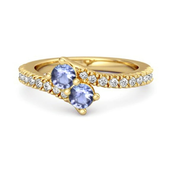 0.10 Ctw Tanzanite 925 Sterling Silver Gold Vermeil Split Shank Embrace Women Valentines Day Gifts Ring