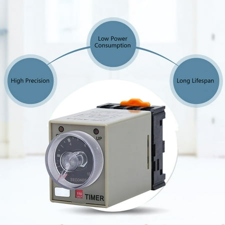 0-10 Seconds Knob Control Timer Relay Delay ON Time Relay with Base AC 110V
