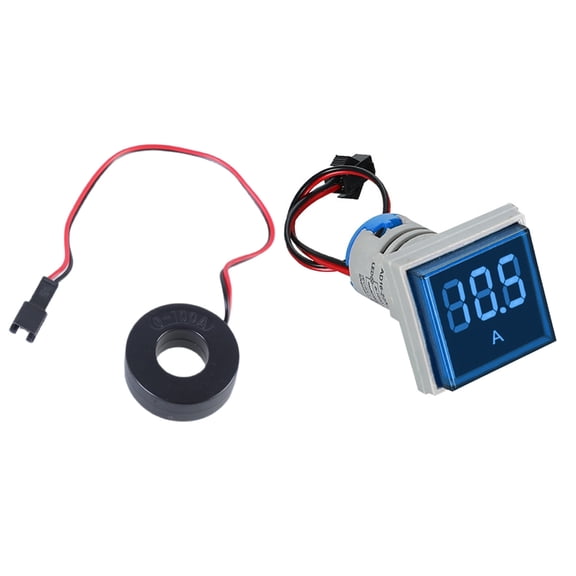 0-100A Current Detector Monitors 22mm Square Head Backlit Screen Current Tester Gauge Digital Ammeter Current Meter