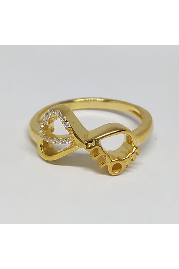 0.10CT Round Cut Natural Moissanite MOM Infinity Ring 14K Yellow Gold Plated Silver Valentine Gifts