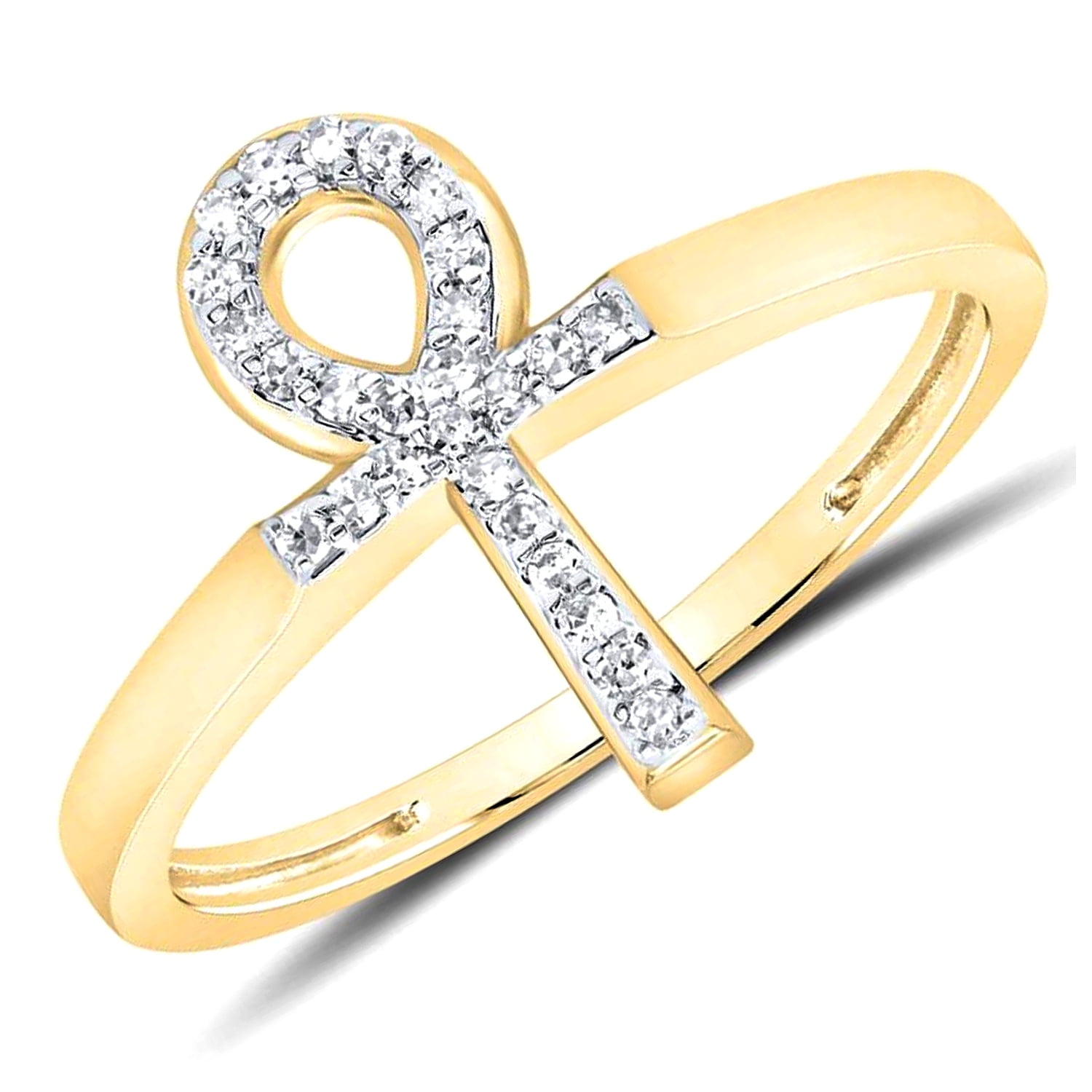 Wrapped Diamond Ankh Cross Ring (1/10 ct. t.w.) in 14k White Gold, Created  for Macy's - Macy's