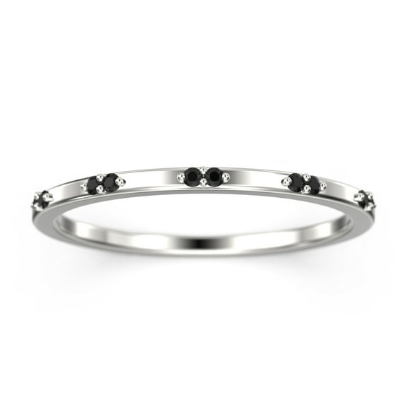 0.10Ct Round Cut Black Diamond Moissanite 18K White Gold Over Silver Wedding Band