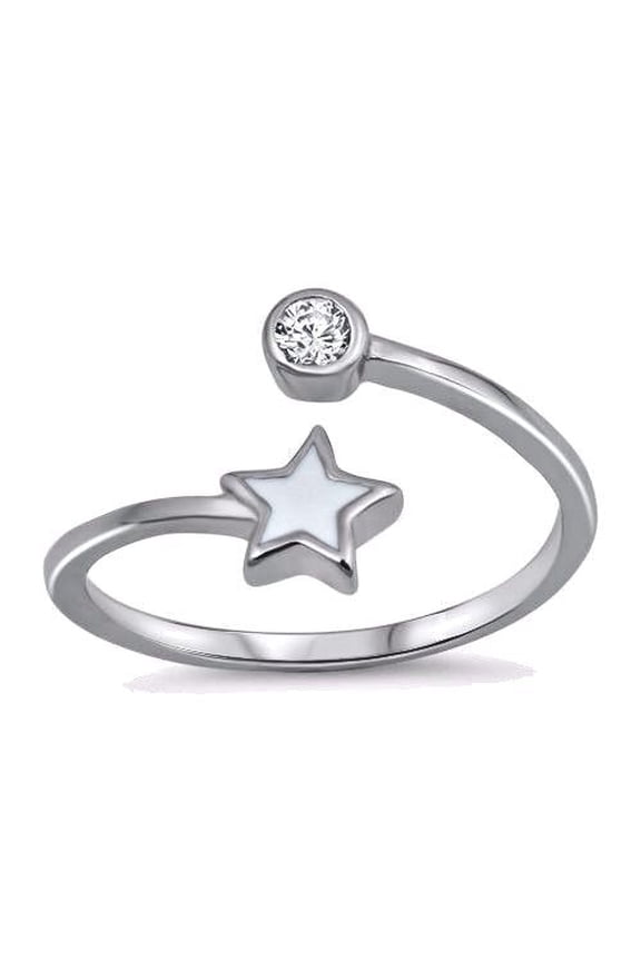 0.10Ct Round Lab Created Diamond Star Shape Women's Toe Ring 14k White Gold Plated Silver