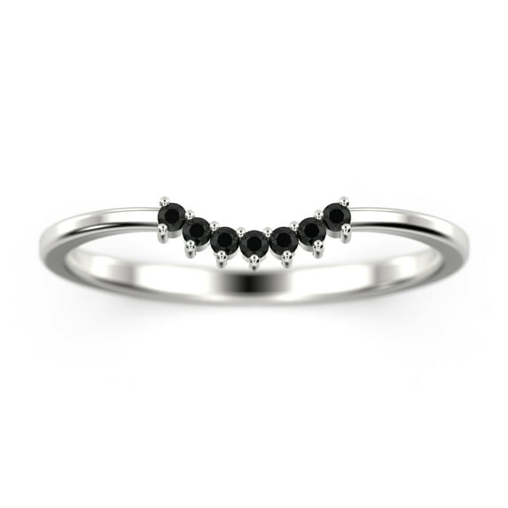 0.10ct Crescent black diamond moissanite 10k White Gold Wedding Band
