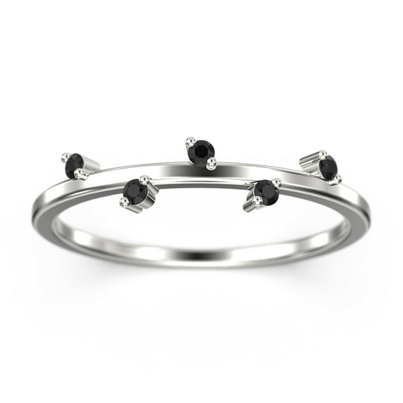 0.10ct Round 5 Stone black diamond moissanite 18K White Gold Over Silver Matching Band