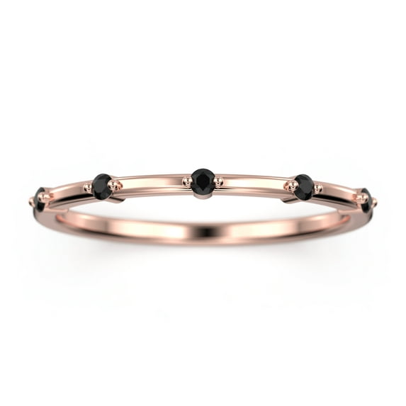 0.10ct Round Black Diamond Moissanite 10K Rose GoldWedding Band