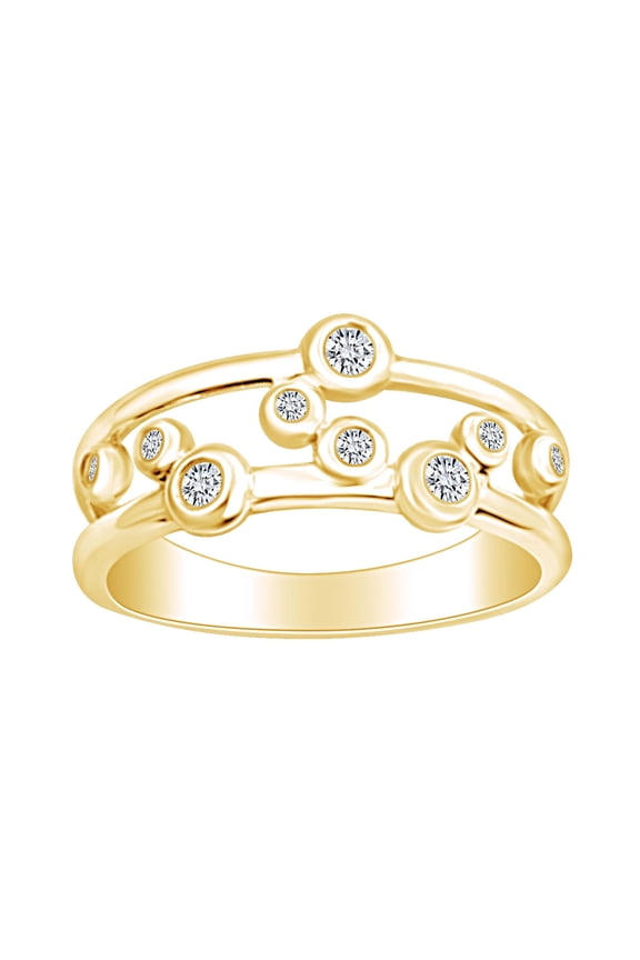 0.11 Carat (Ctw) Round Shape White Natural Diamond Bubbles Engagement Ring In 10k Solid Yellow Gold Ring Size-7