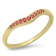 thumbnail image 1 of 0.11 Carat (ctw) 10K Yellow Gold Round Cut Ruby Ladies Anniversary Wedding Stackable Contour Guard Band, 1 of 1
