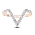 thumbnail image 1 of AFFY 0.11 Cttw Round Cut White Diamond V Shaped Ring In 10K Solid Rose Gold,Ring Size: 6, 1 of 1