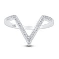 thumbnail image 1 of AFFY 0.11 Cttw Round Cut White Diamond V Shaped Ring In 10K Solid White Gold,Ring Size: 13.5, 1 of 1