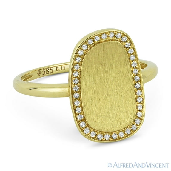 0.11ct Diamond Brushed-Finish Curved Centerpiece Right-Hand Fashion Ring in 14k Yellow Gold