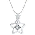 thumbnail image 1 of AFFY 0.12 Carat (Cttw) Round Shape White Natural Diamond Star Pendant Necklace 14k Solid White Gold, 1 of 1