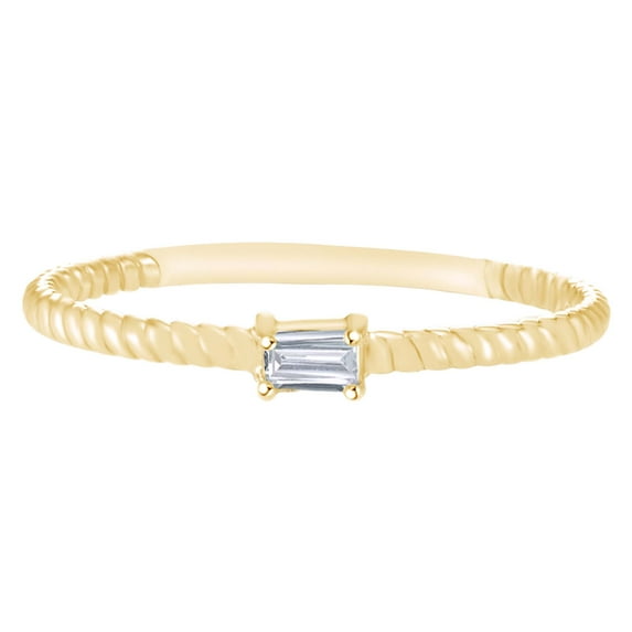 AFFY 0.12 Carat (Ctw) Baguette Cut White Natural Diamond Twist Ring 14K Yellow Gold-7.5