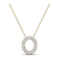 thumbnail image 1 of 0.12 Carat Natural White Diamond Initial "O" Pendant Necklace For Women In 14K Yellow and White Gold with 18" Gold Cable Chain.|Silver Chain, 1 of 5