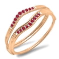 thumbnail image 1 of 0.12 Carat (ctw) 10K Rose Gold Round Red Ruby Ladies Anniversary Enhancer Guard Wedding Band, 1 of 1