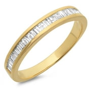 DAZZLINGROCK 0.12 Carat (ctw) 14K Gold Baguette Cut Diamond Ladies Stackable Anniversary Wedding Band