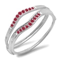 thumbnail image 1 of 0.12 Carat (ctw) 14K White Gold Round Red Ruby Ladies Anniversary Enhancer Guard Wedding Band, 1 of 1
