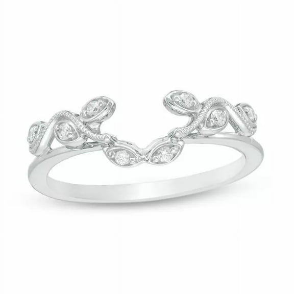 0.12 Ct Round Cut Lab-Created Diamond Solitaire Enhancer Ring Wrap In 14k White Gold Plated Silver