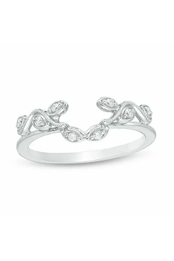 0.12 Ct Round Cut Moissanite Solitaire Enhancer Ring Wrap In 14k White Gold Plated Silver