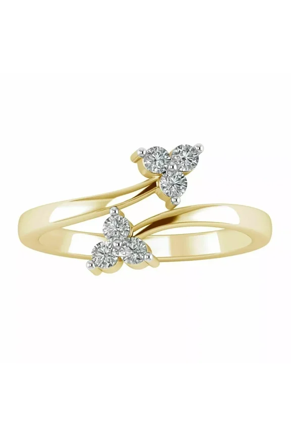 0.12 Ct Round Simulated Diamond Bypass Women's Toe Ring 14k Yellow Gold Plated