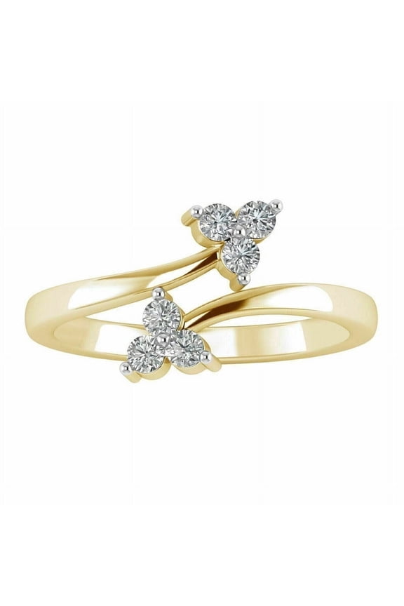 0.12 Ct Round White Diamond Bypass Women's Toe Ring 10k Yellow Gold Over silver