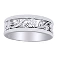 thumbnail image 1 of AFFY 0.12 Ct White Diamond Floral Inspired Anniversary Band Ring In 14K Solid White Gold, 1 of 1
