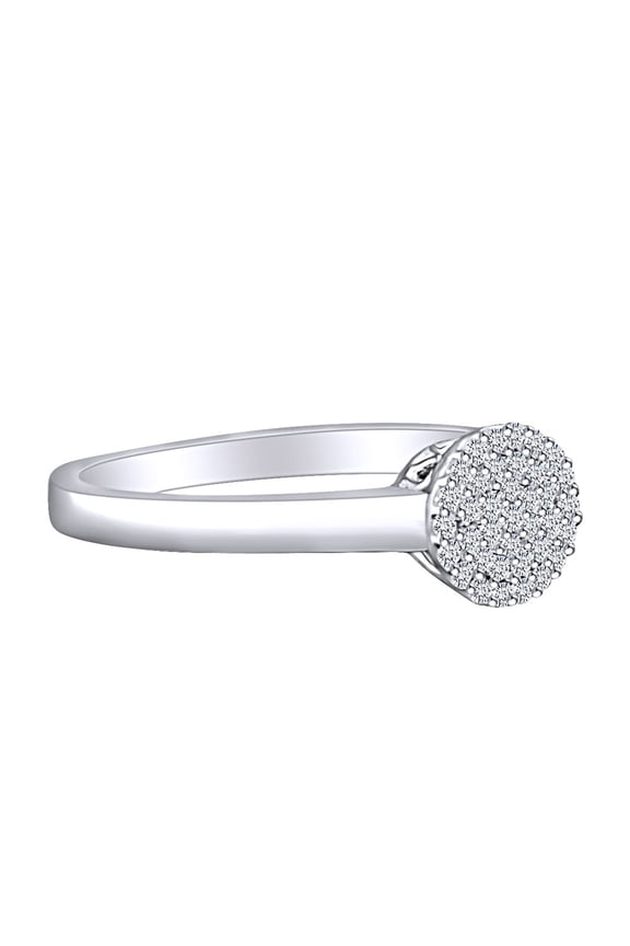 0.12 Cttw Round Cut White Natural Diamond Solitaire Halo Engagement Ring 10k Solid White Gold (I2-I3 Clarity)