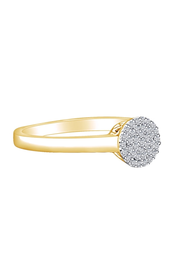 0.12 Cttw Round Cut White Natural Diamond Solitaire Halo Engagement Ring 10k Solid Yellow Gold (I2-I3 Clarity)