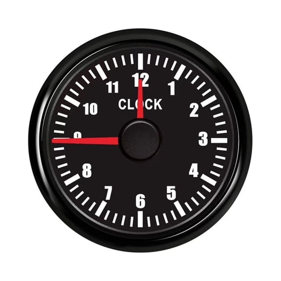 0~12 Hours Hour Meters for Car Boat Yacht 52mm Clock Gauges Red Backlit Instrument Show Clock Meters 9-32V ,Wide Application