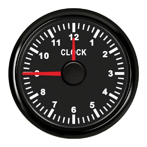 0-12 Hours Meters 2 Inch 52mm Clock Gauges with Red Backlight Instrument Show Clock Meters for Car Boat Yacht RV 9-32V C