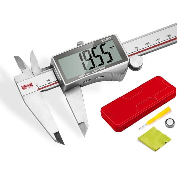 0-12 Inch/300mm Electronic Digital Vernier Micrometer Caliper Inch/Millimeter/Fraction Stainless Steel Large LCD Screen Measuring Tool