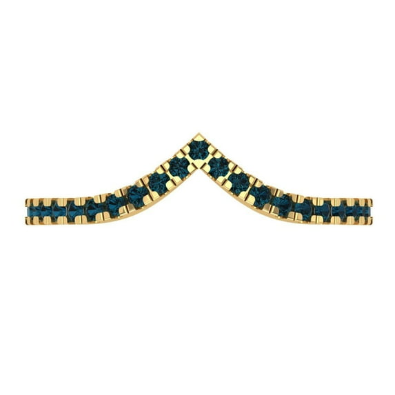 0.12 ct Brilliant Round Cut Natural London Blue Topaz 14k Yellow Gold Band SZ 8.5