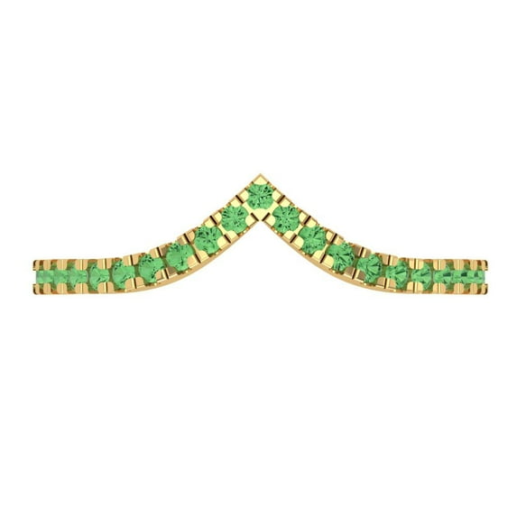 0.1725 ctw Wedding Band for Women - 14K Yellow Gold Simulated Green Diamond Stackable Eternity Ring